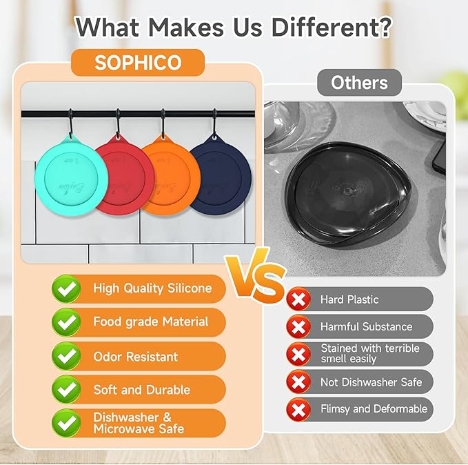Sophico 1 Cup Round Silicone Storage Cover Lids Replacement for Anchor Hocking and Pyrex 7202-PC Glass Bowls (Container not Included) (Orange - 2 pack)