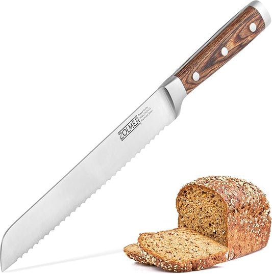 Bread Knife for Homemade Bread – 7.8" Serrated German Steel Blade with Wood Handle – Razor Sharp Sourdough Knife for Clean, Effortless Slicing