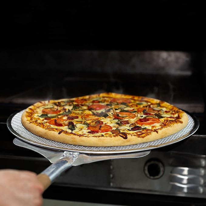 LRui Pizza Screen,14 Inch,12 Pack,Seamless Aluminum Pizza Pan With Holes.