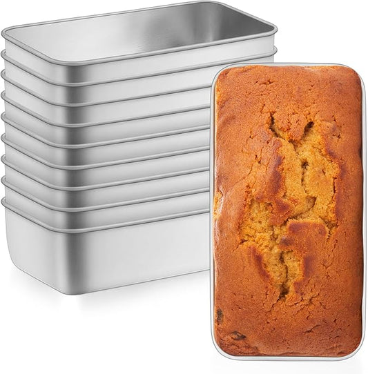 Leonyo 10 Pack Loaf Pans for Baking Bread, 9IN x 5IN Stainless Steel Loaf Pans Set for Homemade Bread, Meatloaf, Bananas, Brownies, Lasagnas, Dishwasher Oven Safe
