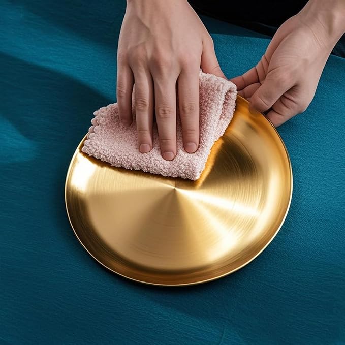 18/8 Stainless Steel Dinner Plate for Main Dishes, Grilled Meat, Dessert, Salad, and Fruit - 9 Inches (23 cm) Large Capacity(Gold-4pc)