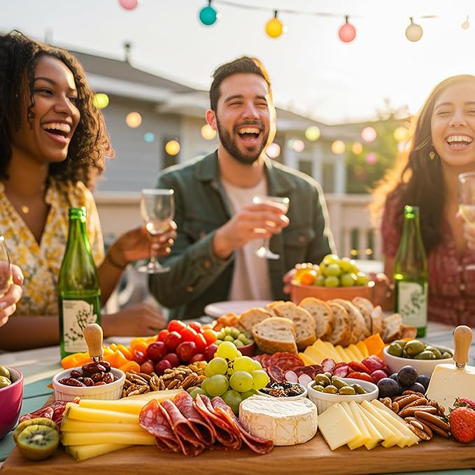 Nuenen 20 Pcs Bulk Wood Cutting Board with Handle 12 x 7.8 Inch Acacia Bamboo Wooden Kitchen Serving Chopping Boards for Pizza, Bread, Charcuterie, Fruit, Vegetables (Bamboo)