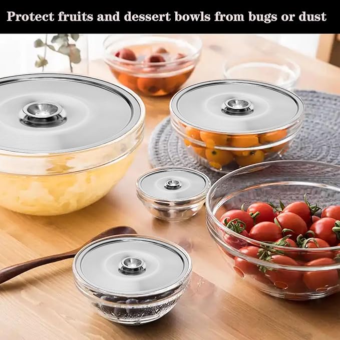 Milk Pot Lid 2Pcs Stainless Steel Cover Bowl 6.3in Universal Lid for Pots Small Mini Pan Lid Bowl Covers Reusable with Handle for Pan, 16cm