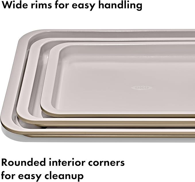 OXO Good Grips Non-Stick Pro Ceramic Coated Metal Bakeware Half Sheet Pan – Biscuit