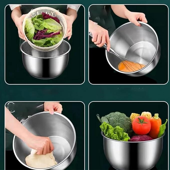 Salad Spinner - Stainless Steel 6L Capacity Vegetable Washer, Pasta & Fries Spinner - Premium Kitchen Tool for Quick, Easy Food Prep