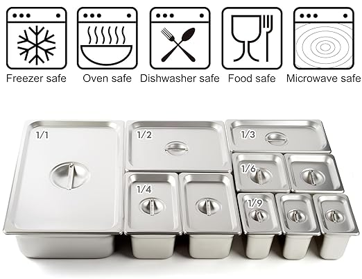CURTA 6-Pack 1/3 Size Steam Table Pan Cover, Lid with Handle, NSF, Hotel & Catering Food Cover