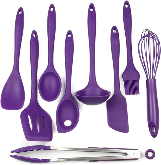 Chef Craft Premium Silicone Kitchen Tool and Utensil Set, 9 Piece, Purple