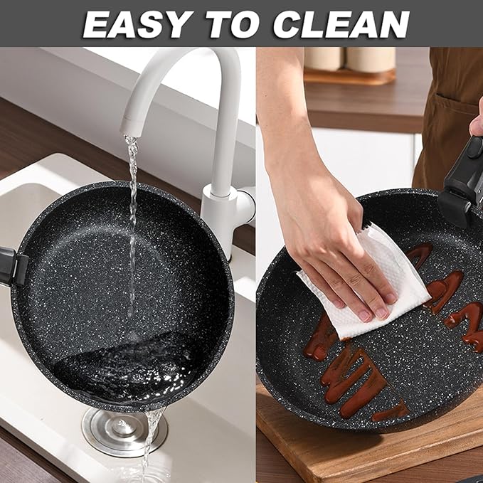 Pots and Pans Set, Nonstick Detachable Handle Cookware Set, Induction Kitchen Cookware Set with Removable Handle, Healthy Non Stick Cookware, Dishwasher & Oven Safe, PFOA Free