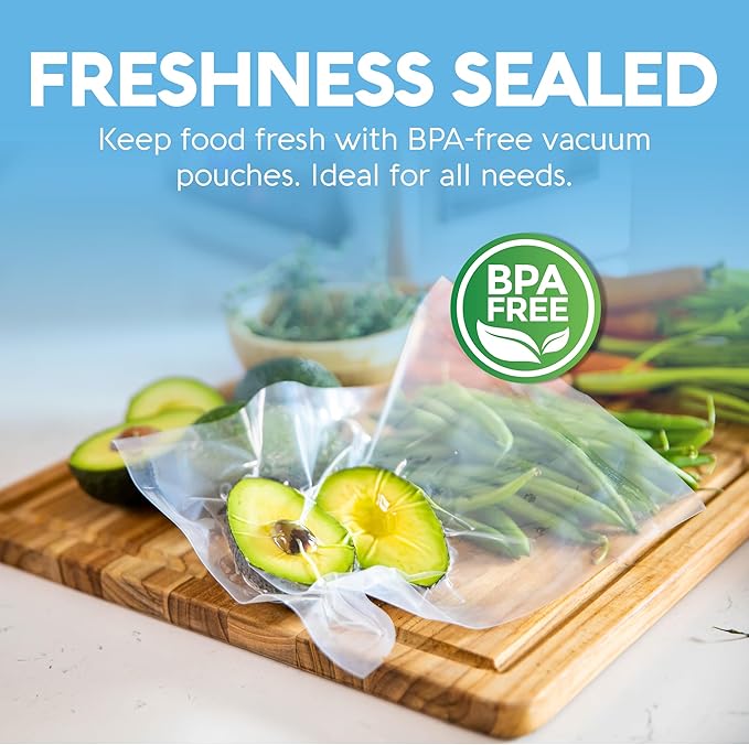 Avid Armor Chamber Vacuum Sealer Bags – Heavy Duty, BPA-Free, Pre-Cut Chamber Vacuum Bags for Food Preservation, Freezer Storage, Sous Vide and more, 250/Pack (Clear - 250, 6x12)
