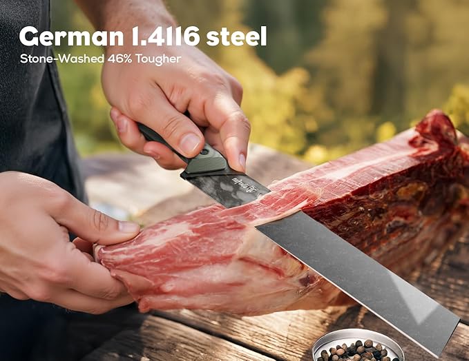 12 Inch Slicing Carving Knife - German Rust-Resistant Full-Tang Steel, G10 Non-Slip Outdoor Handle - BBQ & Brisket Knife for Spanish Ham, Turkey - Professional Chef Knife-Gift For Men