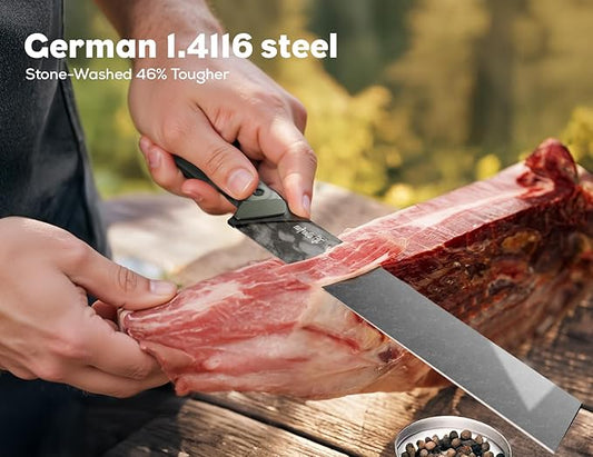 12 Inch Slicing Carving Knife - German Rust-Resistant Full-Tang Steel, G10 Non-Slip Outdoor Handle - BBQ & Brisket Knife for Spanish Ham, Turkey - Professional Chef Knife-Gift For Men