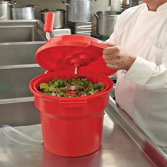 Commercial Salad Spinner 2.5 Gallon Capacity Salad Dryer to Remove Excess Water for Crisp & Fresh Sealed Gearbox Built-in Brake System with Durable Spinner Mechanism for Restaurants Kitchen & Catering