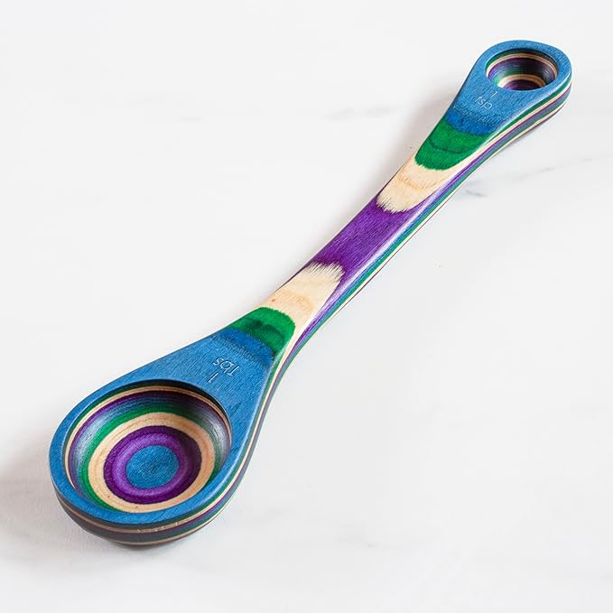 Totally Bamboo Baltique Mumbai Collection 2-in-1 Wooden Measuring Spoon with Tablespoon and Teaspoon Measurements