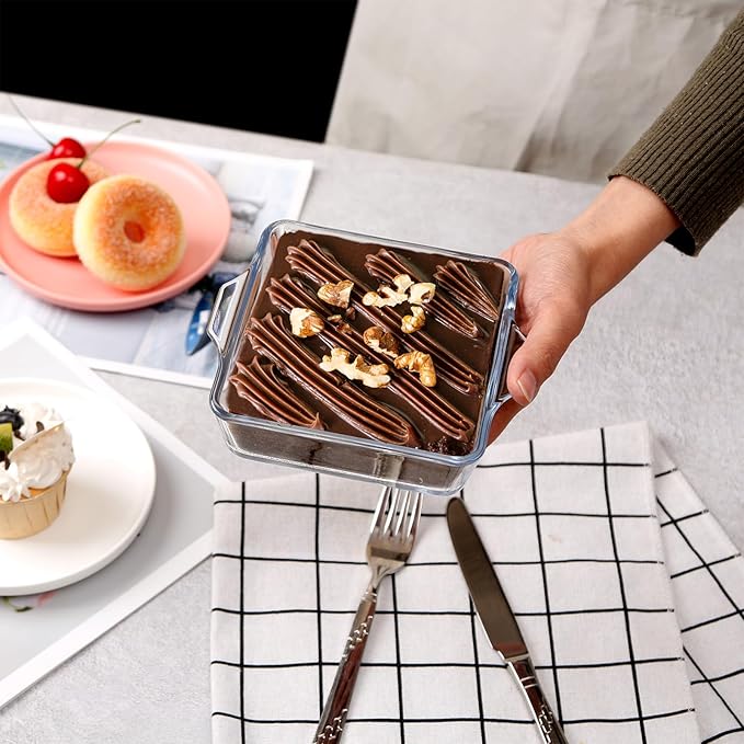 NUTRIUPS Mini 4.5x5.9x1.3in Square Glass Baking Dish for Oven, 10oz Square Cake Pan Glass Casserole Dishes for Oven