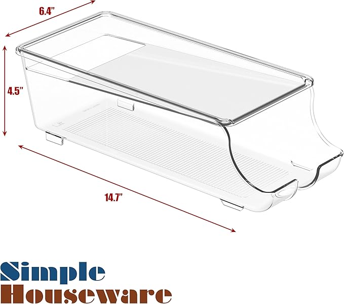 Simple Houseware 4-Pack Front-Loading Beverage Soda Can Organizer Dispenser, Clear