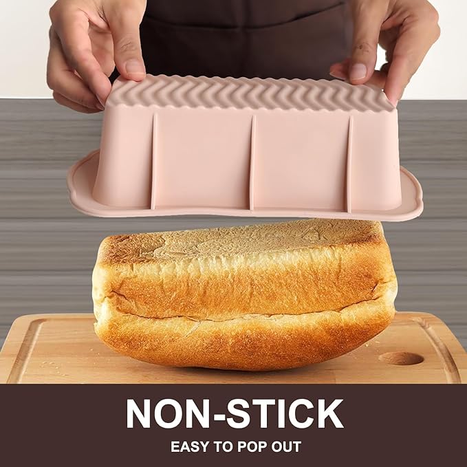 saphe Silicone Bread Loaf Pan, Heat resistant bread pan,Non-Stick Baking Mold Pans for Loaf, Bread, Cake, cheese cake, 3 packs