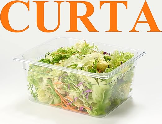 CURTA 6 Pack NSF Food Pans, Half Size 6 Inch Deep, Commercial Polycarbonate Plastic Clear Freezer-Safe