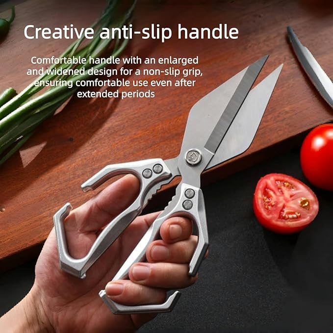 Meat Scissors, Stainless Steel Kitchen Shears Heavy Duty, Multifunctional Heavy-Duty Kitchen Shears - Professional Cutting Tool for Poultry,Seafood,Bones, Herbs and Food Preparation (Gold)