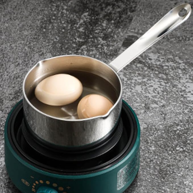 Stainless Steel Butter Warmer Pot, 12oz/17oz Dual Pour Spout Milk Pan with Induction Bottom & Quick Heating Design for Melting Chocolate, Cheese, Caramel Sauce and Coffee in Kitchen
