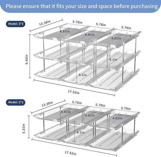 Can Organizer for Pantry Free Combination Can Dispenser, Clear Thickened 2 Pack 2-Tier Storage Rack for 48 Cans Suitable for Cabinet Pantry Fridge Countertop (3 * 2)