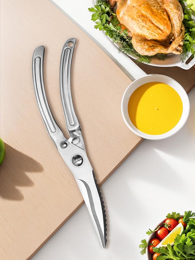 Poultry Shears Heavy Duty Professional Kitchen Scissors,Versatile & Ultra-Sharp Chicken Bone Shears with Anti-Slip Handles and Safety Lock,Meat Scissors All Purpose for Fish Vegetables Fruits