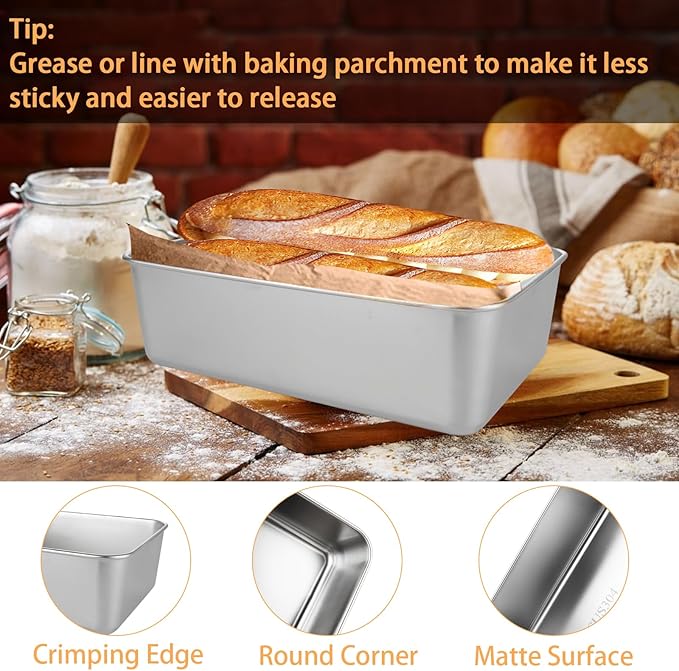 6PCS Stainless Steel Loaf Pan 8.5x5.5 Inch Banana Bread Pans for Homemade Breads Baking Pan for Oven Metal Meatloaf Pan Sandwich Bread Loaf Pans for Baking Bread Tin for Bakings Meat Loaf Cake