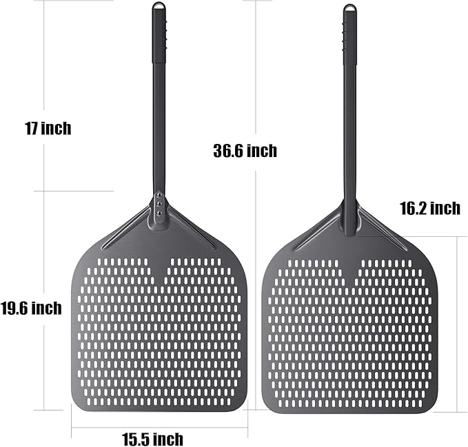 Perforated Pizza Peel, 16" Aluminium Pizza Paddle, Large Pizza peel for Baking Homemade Pizza Bread