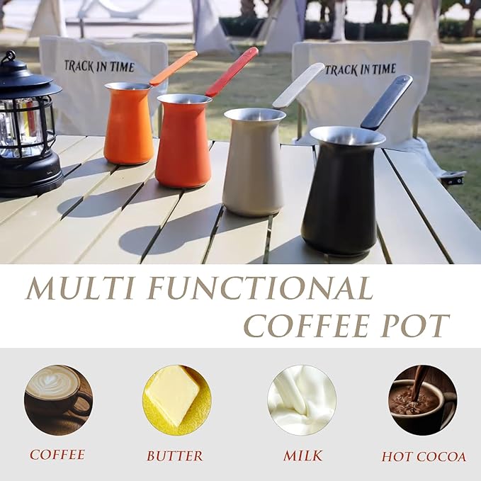 Turkish Coffee Pot - Gifts for Family &Friends,Cezve/Ibrik Coffee Pot for Stovetop,Briki Greek Turkish Pot with Heat-Resistant Rubber Handle,Milk Warming Pot,Arabic Tea Pot