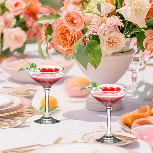 24 Pieces Crystal Martini Glasses Champagne Flute,Coupe Bowl Stemmed Cocktail Glasses,Set Of 24 Elegant Clear Goblets Colored Drinking Cups Champagne Wine Glasses for Parties Cocktail Margarita,Juice