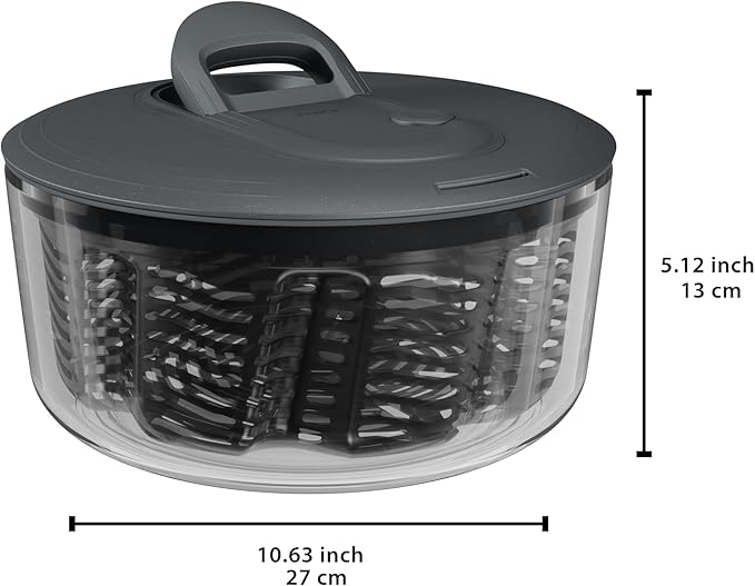 Zyliss Easy Spin Salad Spinner - Fruit & Veggie Dryer - Produce Spinner & Cleaner for Salad Prep - Dishwasher-Safe Kitchen Essential - Non-Slip Bowl with Pull Handle - Grey Easy Spin Large