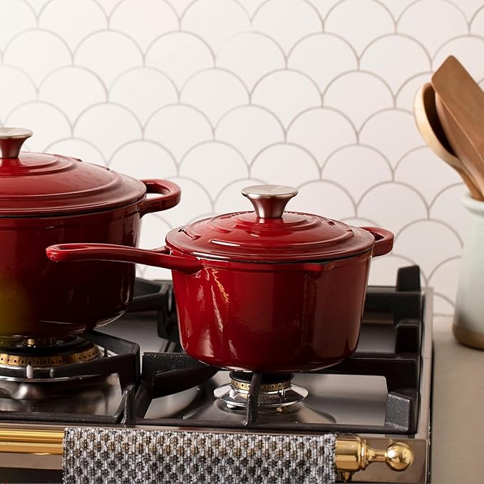 Larder & Vine 20 Piece Cookware Set (Cabernet) | Dutch Oven, Utensil Set, Saucepan, and Trivets