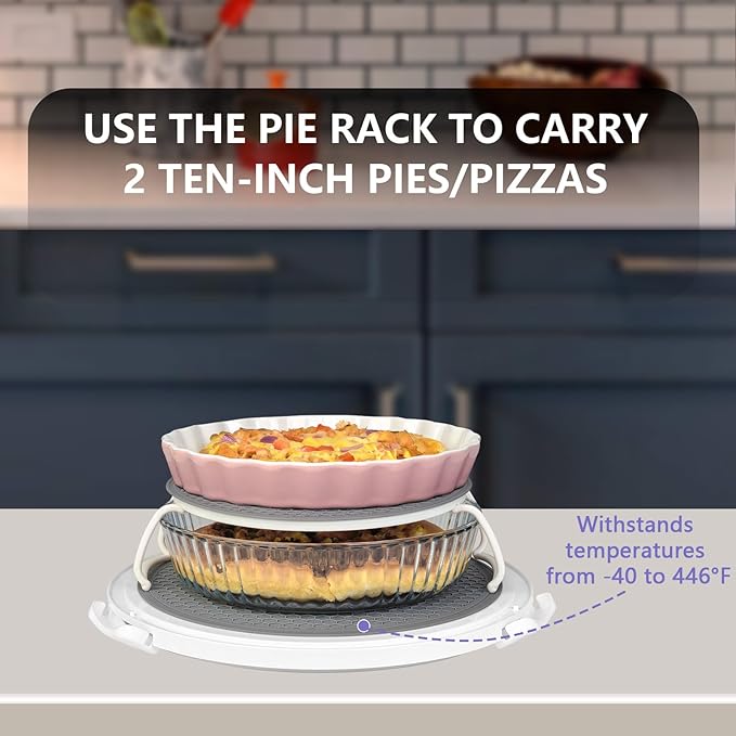 Round Cake Carrier Box with Lid and Handle, Transportation Insulated Bag for Cakes, Cupcakes and Pies, Triple Locking Design for Safe Transportation (Grey, 12 * 12 * 7.9 Inch)