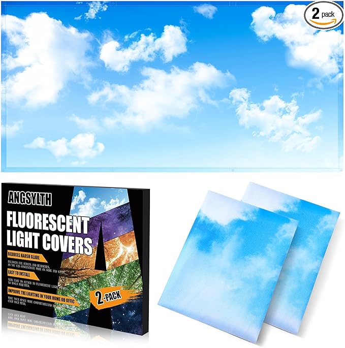 2 Pcs Fluorescent Light Covers - 4 x 2 Feet Covers for Ceiling Lights, Magnetic Light Filters for Classroom, Office, Hospitals, Home