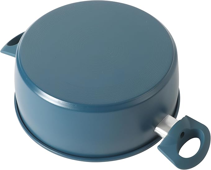 Gibson Home Helensburgh 7-Piece PFA-Free Ceramic Nonstick Carbon Steel Cookware Set – Blue Pots and Pans with Glass Lids, Saucepan, Dutch Oven, Fry Pan