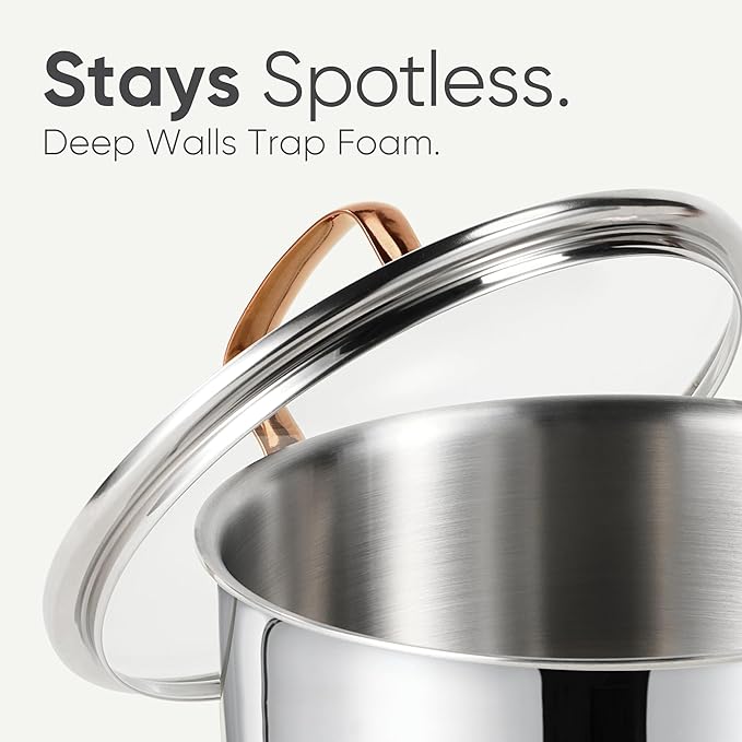 CAROTE 2Qt Stainless Steel Saucepan Set, Non-Toxic 3-Ply Stainless Steel Cookware Set with Lids, Small Kitchen Pots, Oven Safe, Compatible with Induction, Ceramic, Gas