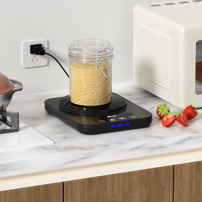 Sourdough Starter Warmer, Precise 1°F Thermostat Control (70-100°F) Sourdough Warming Mat, Smart memory Warming On/Off, 12-Hour Timer Sourdough Warmer(Black)