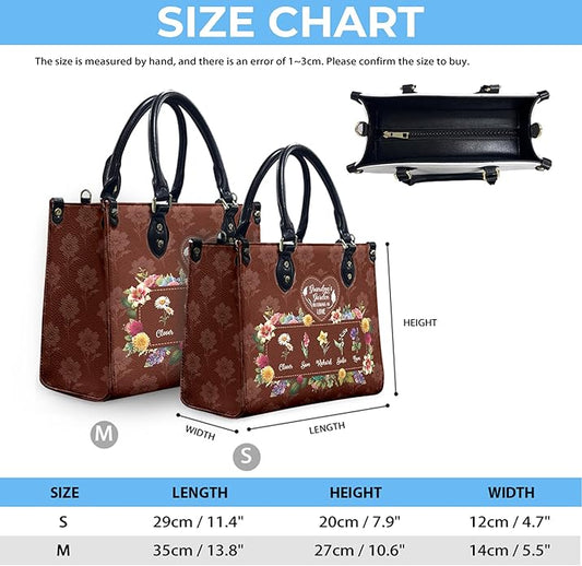 THUYPT Personalized Birth Flower Leather Bag for Mom, Women Faux Leather Handbags with Ziplock, Mother's Day Gifts