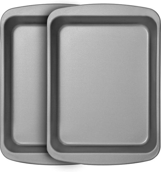 OvenStuff Nonstick Toaster Oven Bake & Roast Pans, 8.4-inch x 6.4-inch x 1.7-inch, Set of Two, Grey