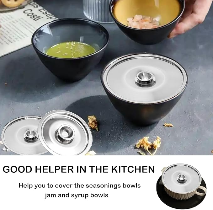 Universal Lid, 2Pcs Stainless Steel Cover Bowl 4.7Inch Mini Pan Lid Milk Pot Lid Cookware Lid Replacement Accessories for Skillets Frying Pans, 12cm