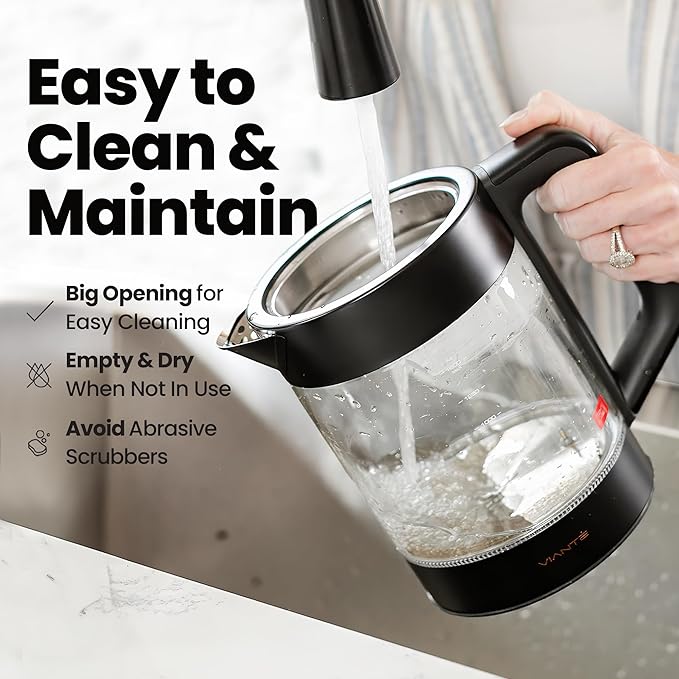 Vianté Luxury Tea Set. Electric Kettle with Infuser for Loose Leaf And Ceramic Serving Set. Teapot and Cup Set with Wooden Tray. Excellent Gift Idea For Tea Lovers.