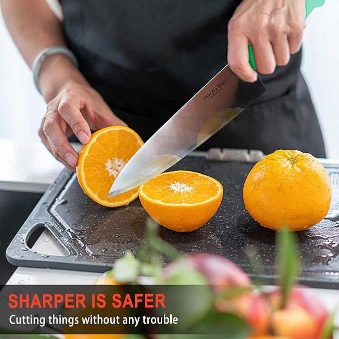 10 inch Japanese High Carbon Stainless Steel Chef Knife, Professional Sharp Wide Cook Knife with Non-slip Ergonomic Handle, for Kitchen Home Restaurant (Green)