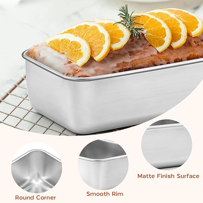 Onader 9 x 5 Bread Loaf Pans, Stainless Steel Deep Meatloaf Pan for Baking Set of 4