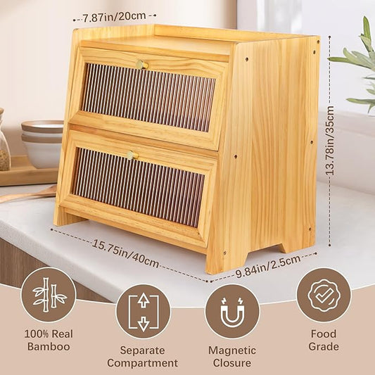 Corner Bread Box For Kitchen Countertop, Corner Breadbox, Bread Boxes for Kitchen Counter Organizer Decor Storage, Wooden Storage Box Breadbox, Housewarming Birthday Wedding Christmas Gift
