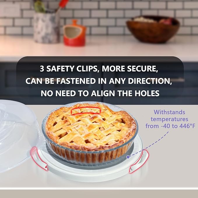 2 Pack Pie Containers with Lids and Handles, Includes Insulated Bags and Non-Slip Heating Pads, BPA Free Pie and Cheesecake Containers, Thanksgiving Gifts