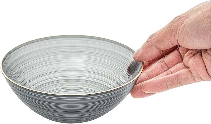 Restaurantware Plastic Bowls 20 Pcs 16 oz Gold Rimmed Disposable Soup Bowls Heavy-Duty Black Translucent Rippled Dinnerware Containers for Party, Desserts, Salads, Snacks, and Catering