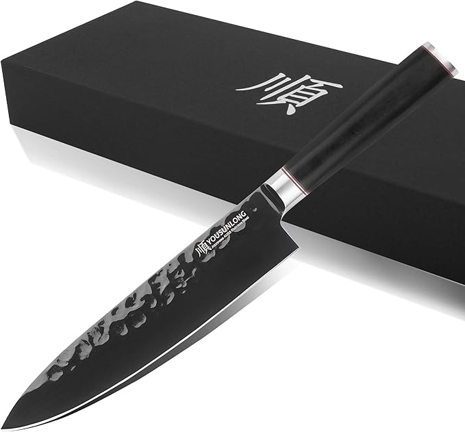 YOUSUNLONG Chef Knife 8 Inch Kitchen Knife -Japanese High Carbon Stainless Steel AUS8 Steel- Leadwood Handle -Cut meat and vegetables
