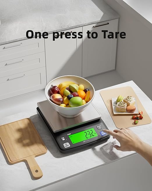 Polit Digital Food Scale KPT EVO 13lb/6kg|Rechargeable Kitchen Scale with LCD Display & Stainless Steel Top|0.5g/0.02oz Accuracy Baking Scale for Cooking, Counting, and Measuring Grams & Ounces