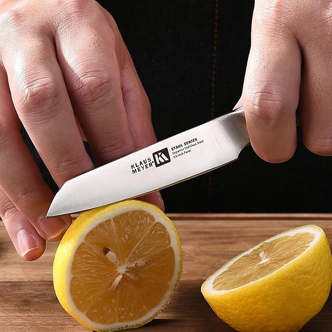 Stahl 3.5 inch Paring Knife High Carbon Exclusive German Steel Fruit Knife, Small Kitchen Knife with Ergonomic Handle (White)