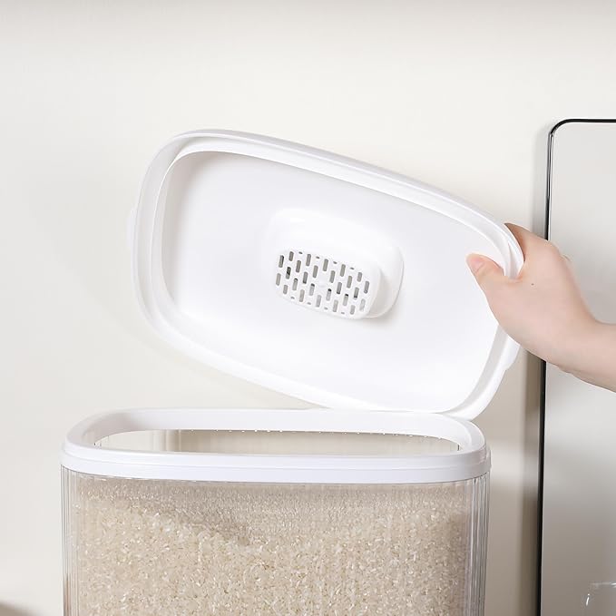 Rice Dispenser 25 Lbs - Flour and Rice Container - Space Efficient Food Dispenser for Organized Storage - Save Time & Effort with Easy Dispensing - Stylish Countertop Solution