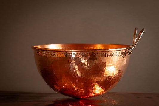 Sertodo Copper Mixing Bowl | 2.5 quart capacity, 10-inch diameter | Ergonomic Stainless Steel handle | 100% Pure Copper, Heavy Gauge, Hand Hammered | Whip Eggs Whites to Perfection | NOT for Salads